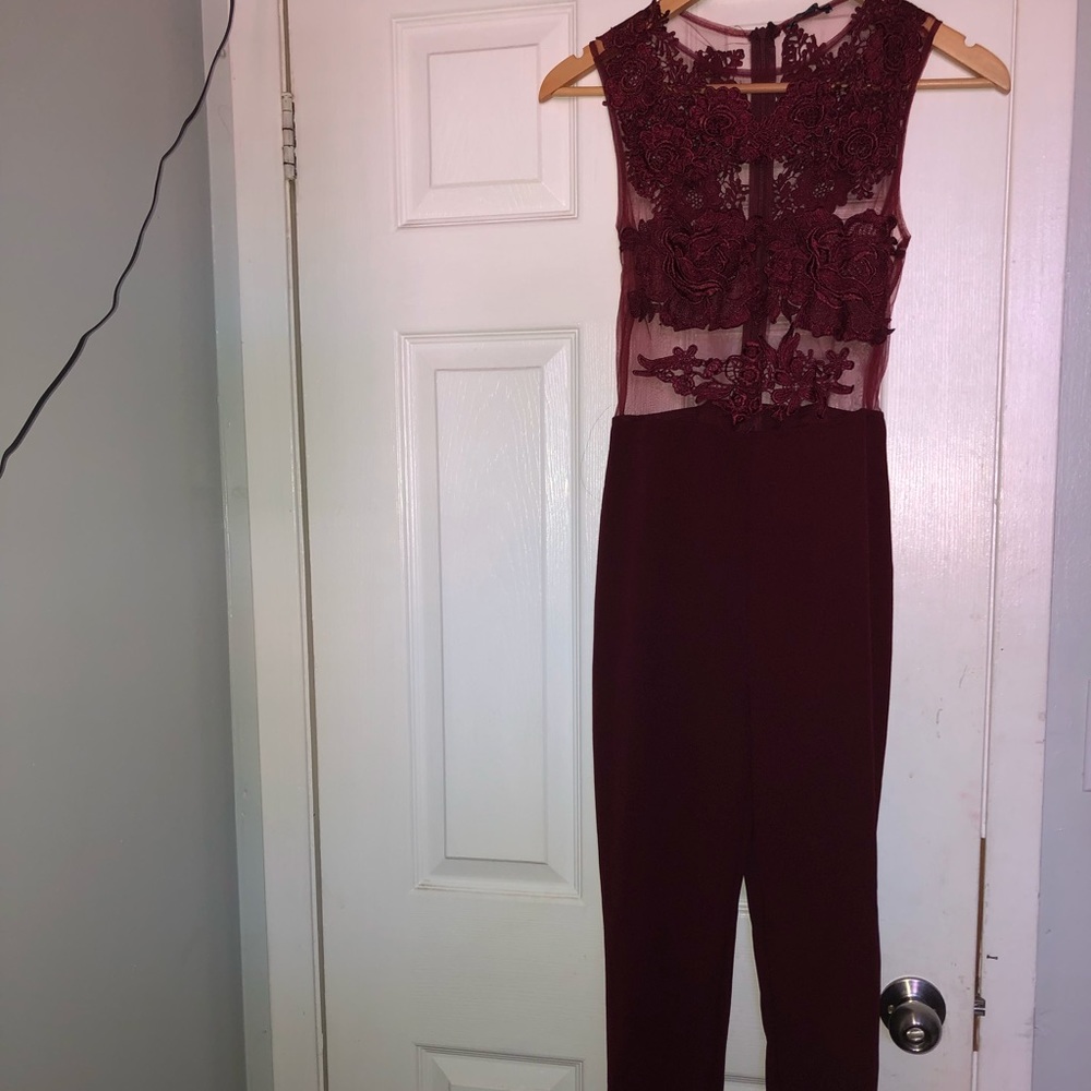 Burgundy lace top romper